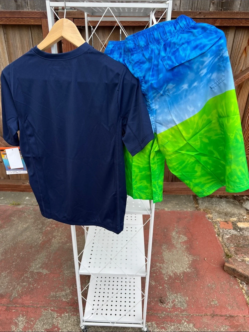 ZeroXposur Kids Navy UPF Rash Guard & Blue-Green Swim Trunks Set